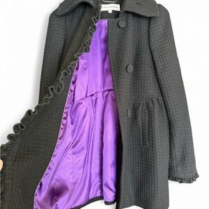 Steve Madden Black Wool blend Ruffle coat